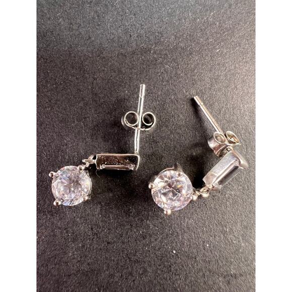 White CZ long earrings in sterling silver - Picture 10 of 15